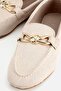 Women's beige Suede gold Accessory Detail Loafers - 4