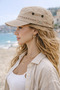 Betty Bands Beige Baker Boy Cap Hat – Navy Blue Newsboy / Castro Style Women's Hat - 3