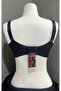 Women's Tulle Gathering Soft Cup Navy Blue Bra - 2