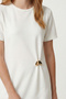Accessory Detailed Modal Dress Lnt0031 Ecru - 4