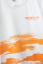 طقم شورت للأولاد من Orange Creative مع تي شيرت منقوش بطباعة إبداعية 23793 - 4