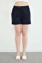 Elastic Waist Button Detailed Gabardine Shorts - 6
