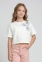Girl's Floral Embroidery Motif Crop T-Shirt - 3