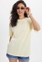Women's Slim Fit 100% Cotton Short Sleeve Crew Neck Yellow T-Shirt Blouse