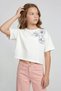 Girl's Floral Embroidery Motif Crop T-Shirt