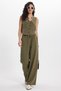 Women's Slim Fit 100% Cotton V-Neck Double Pocket Khaki Vest Trousers Set - 5