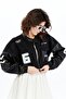 Women's Oversize Crop Coat – Biker Style Denim & Leather Combination Street Style Casual Jacket