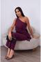 Burgundy One-Shoulder Detailed Two-Piece Set - 2 Different Ways to Wear Blouse & Wide-Leg Pants - 8