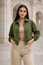 Women's Oversize Zippered Bomber Jacket - 5