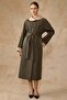 Baby Collar Garni Detailed Raglan Sleeve Large Size Bonding Cap Dark Khaki 4310 - 3
