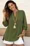 Women's Three-Quarter Sleeve Aerobin Blouse with Court Collar and Side Button Detail - 3