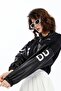 Women's Oversize Crop Coat – Biker Style Denim & Leather Combination Street Style Casual Jacket - 4
