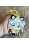 2 in 1 Cute Anime Cat Girl Child Hanging Mirror Keychain Bag Accessory Ornament Yellow - 4