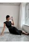 Women's Semi-Crew Neck Short Sleeve Midi Dress with Accessory Detail, Special Occasion, Event-Graduation Dress - 5
