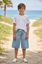 Boy's Blue Jean Capri Shorts Elastic Waist Summer Denim Capri