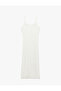 Lined Slim Fit Midi Length Thin Strap Ruched Dress - 5