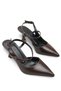 Elara Aria Women's Pointed Toe Open Back Thin Heeled Shoes 0012710 Brown Rustic