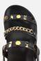Women's Black Gold Accessory Multi-Band Thick Sole Sandals - 5