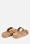 Women's Nude Gold Buckled Strips Thick Sole Slipper - 4