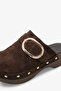 Nova Women's Genuine Leather Padded Slippers - Brown Suede - 5