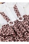 Girl's Leopard Patterned Layered Dress with Straps - 5