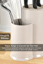 Countertop Knife Holder with Compartments - Spoon Ladle Knife Stand Kitchen Organizer Beige - 4