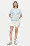 Avalon Sky Blue Crew Neck Printed 100% Cotton Loose Fit Women's Tshirt - 4