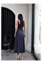 Polka Dot Square Neck Belted Midi Dress - 5