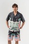 Mirage Patterned Short Sleeve Shirt and Elastic Waist Shorts Set - 2