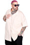 Mode XL Large Size Shirt with Lapel Collar and Short Sleeves U26380 Beige - 2