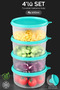 Set of 4 Round Food Storage Containers - Organizer Organizer Food Container 4X600Ml Green