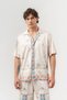 Coastal Patterned Short Sleeve Shirt and Elastic Waist Shorts Set - 2