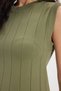 Women's Standard Fit Regular Cut Sleeveless Crew Neck Khaki Knitwear Dress - 6