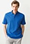Men's Polo Neck T-Shirt Cobalt Blue - 4