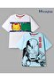 Single Jersey Knit Drop Shoulder Half Sleeve T-Shirts Iron Man (Pack of 2)-Light Blue and White