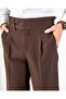 Slim Fit Bel Detailed Buckle Pants Brown T20037-03 - 2