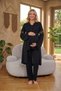 New Season Black Lace Detailed Summer Design Short Sleeve Maternity Maternity Dressing Gown Pajama Set 3-Piece Set - 3