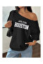 Women's Boat Neck Houston 1991 Printed Oversize 100% Cotton T-Shirt