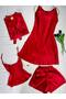 4-Piece Satin Dressing Gown Nightgown Pajama Set Dowry Set