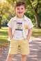 Car Embroidery Detailed Shirt and Shorts Summer Boys' Set