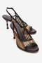 Soven Brown Knitted Women's Beaded Heeled Shoes