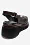Laure Brown Genuine Leather Women's Wedge Sandals - 5