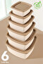 مجموعة من 20 حاوية تخزين مربعة مخططة - 6 أحجام منظمات مناسبة للميكروويف حاويات طعام بيج - 3