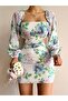 Ar66 Backless Tie Detail Floral Pattern Mini Dress