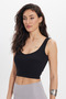 Women's Slim Fit Cotton Sleeveless Black Crop Tank Top with Straps - 7