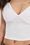 Women's slim fit v-neck ecru tank top - 4