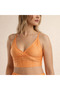 Women's Pleated Thin Strap Crop Orange Athlete Summer Top - 2