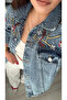 Blue Stone-Embroidered Denim Jacket - 2
