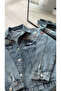 Blue Stone-Embroidered Denim Jacket - 6