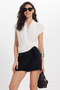 Women's Slim Fit 100% Cotton Degaje Collar Short Sleeve Ecru Blouse - 3